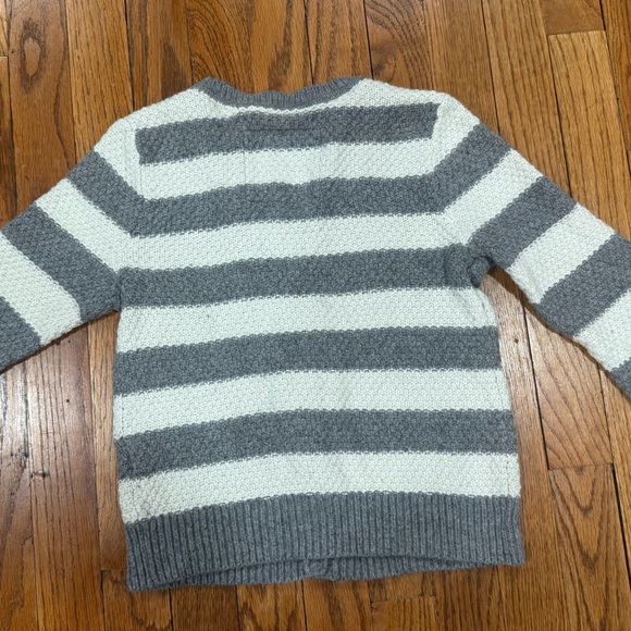 Y2K Abercrombie & Fitch Grey White Striped Cotton Angora Cardigan Sweater Small - Picture 2 of 10
